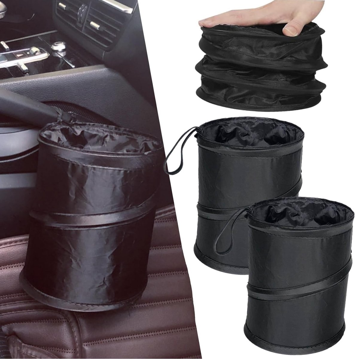Omgoods - 2 Stuks Vouwbare Vuilnisbak voor in de Auto