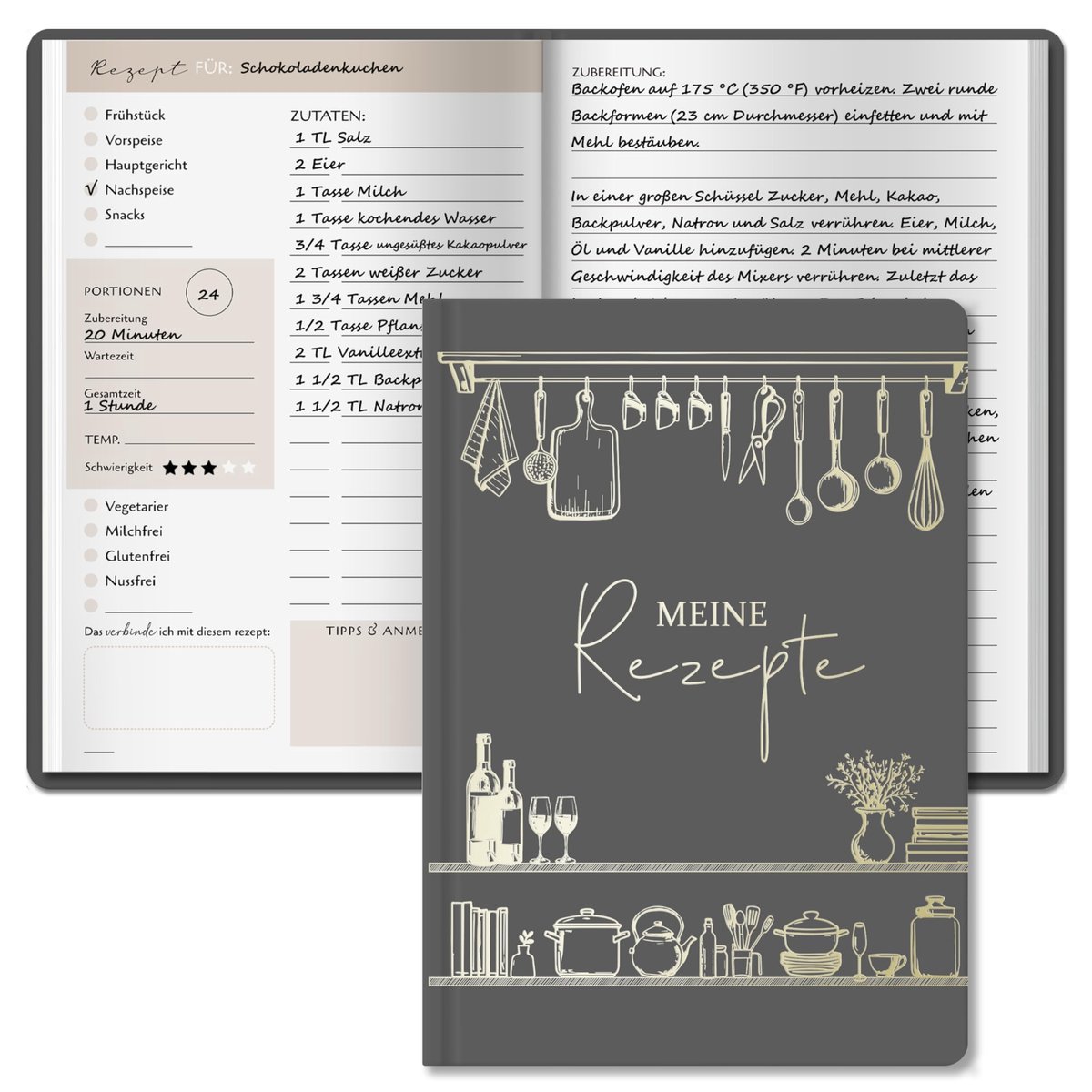 Omgoods - Kookboek Zelf Schrijven, Receptenboek A5 Hardcover