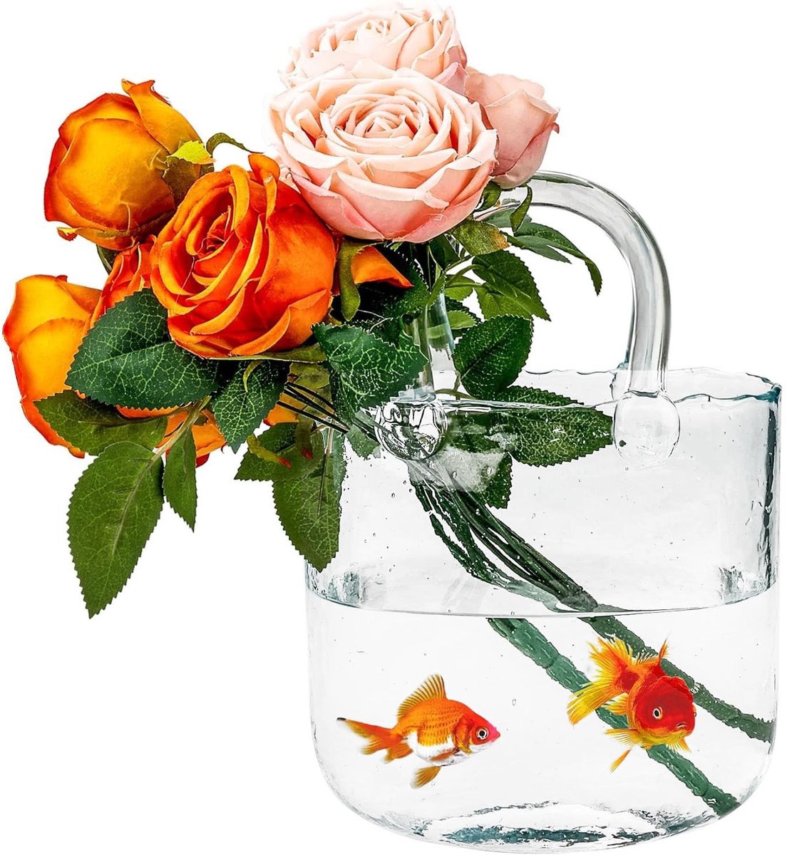 Omgoods- Glazen Vaas Groot - Handgemaakte Bloemenvaas - Decoratieve Vaas - Transparante Vaas - Vaas voor Bloemen/Fruit - Esthetisch Ontwerp