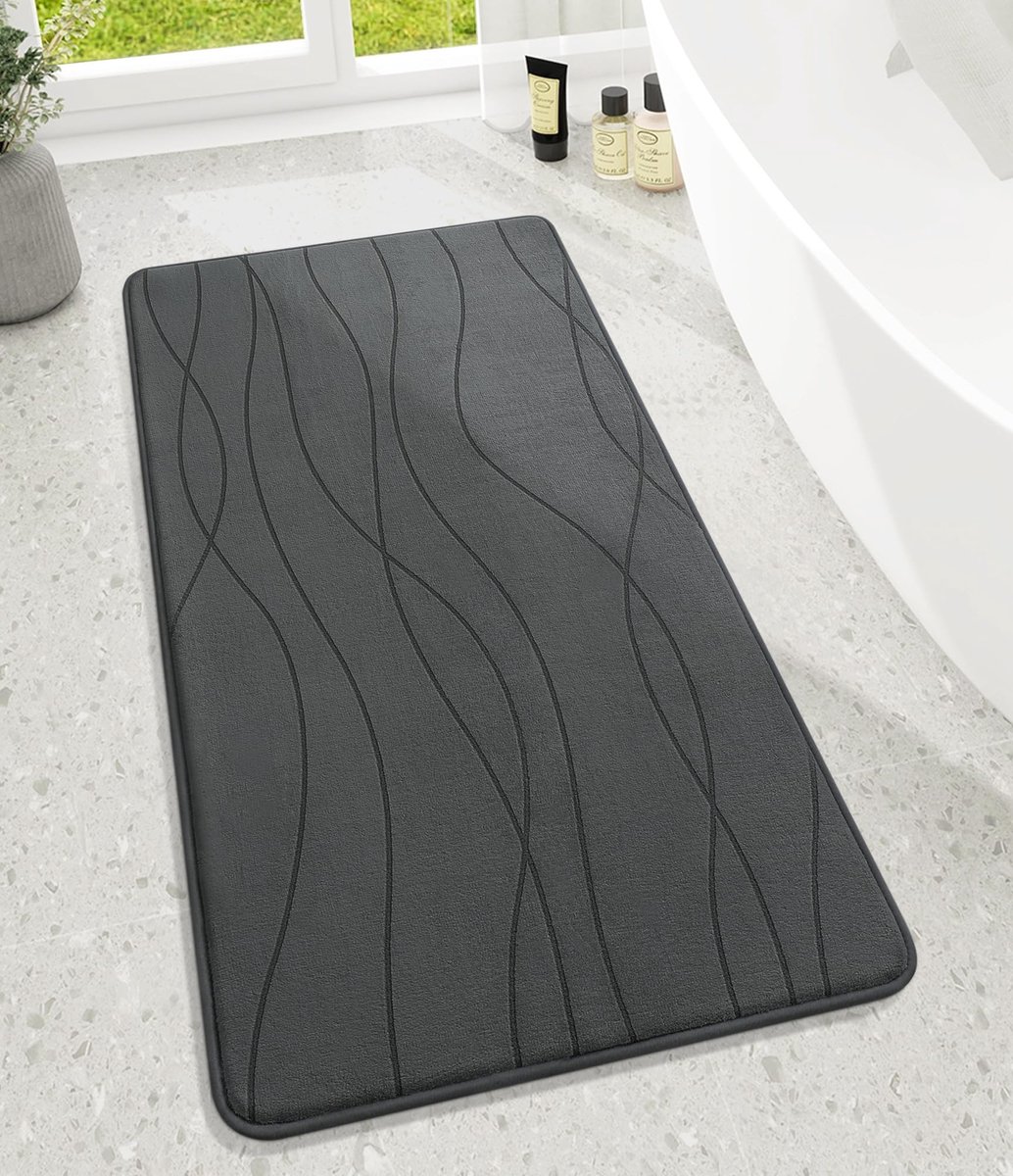 Omgoods - Memory Foam Badkamer Tapijt, Antislip en Wasbaar, Donkergrijs, 60 x 120 cm