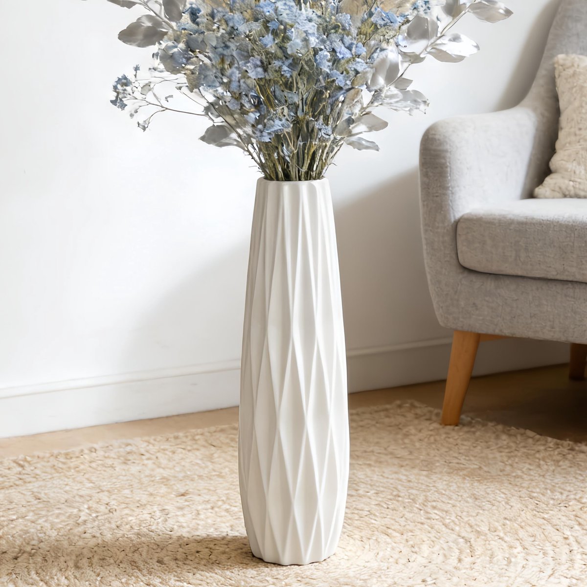 Omgoods - Grote Witte Keramische Vaas van 45 cm