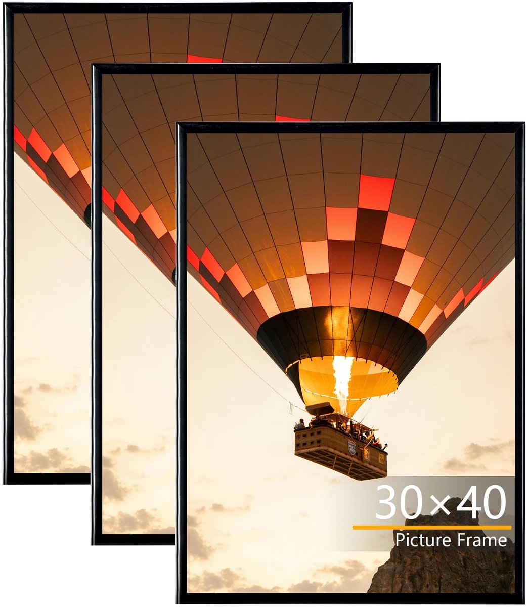 Omgoods - Set van 3 Fotolijsten 30x40 cm Zwart - Horizontaal/Verticaal