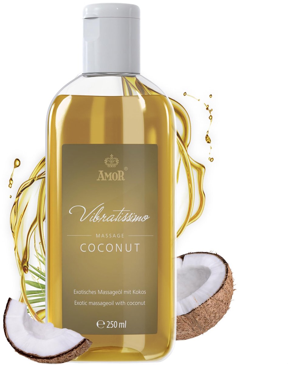 Vibratissimo 'Coconut': exotische massageolie met kokosnoot, liefdesolie, erotische olie