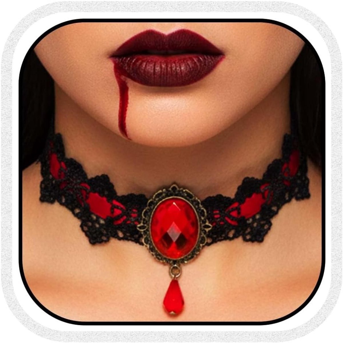 Halloween Choker Kettingen met Rhinestones en Zwarte Kralen - Festival Kostuum Accessoires voor Vrouwen