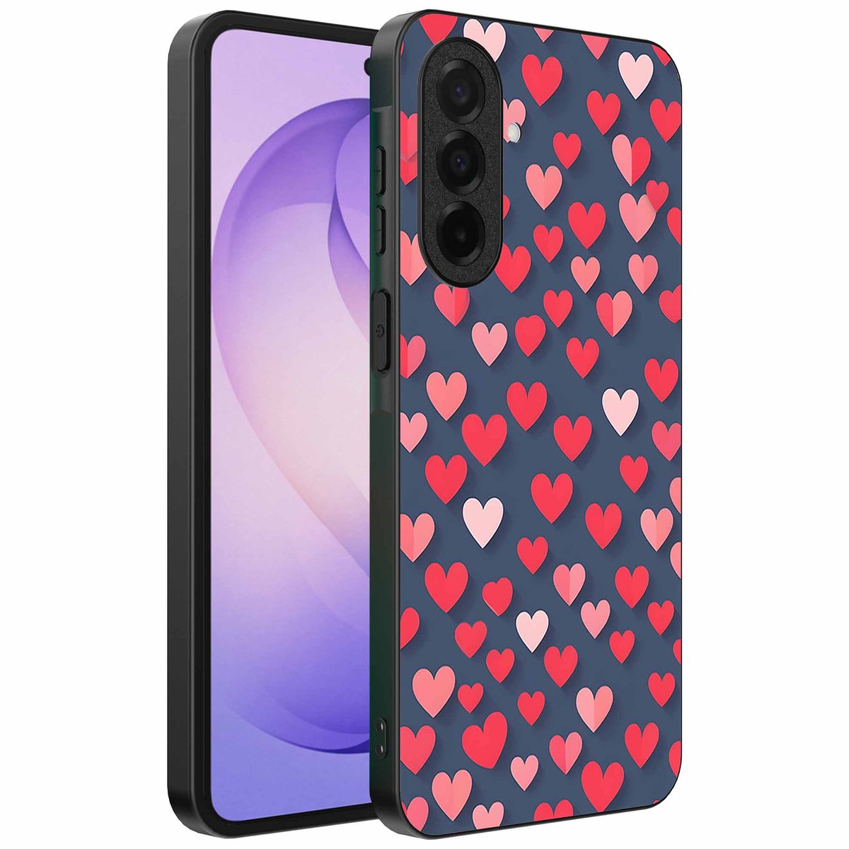 Geschikt voor Samsung Galaxy S26 Telefoonhoesje met Roze en Rode Hartjes Opdruk - TPU Backcover Case With Rosé and Red Heart Design - Smartphonica geschikt voor Samsung Galaxy S26