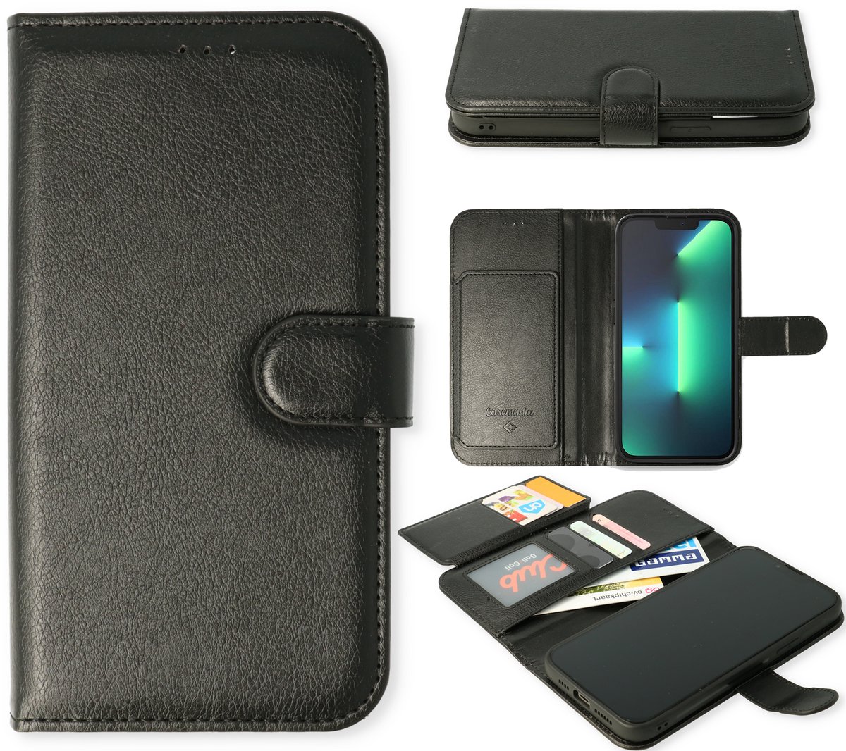 Casemania Hoesje Geschikt voor Samsung Galaxy S25 Ultra - Zwart - 2 in 1 Luxe Kunstlederen Portemonnee Book Case met Extra Vakken
