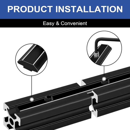 24 stuks 4040 rechte binnenverbinder aluminium profiel hoekverbinder zwart voor 40x40 aluminium extrusie profiel — afbeelding 5