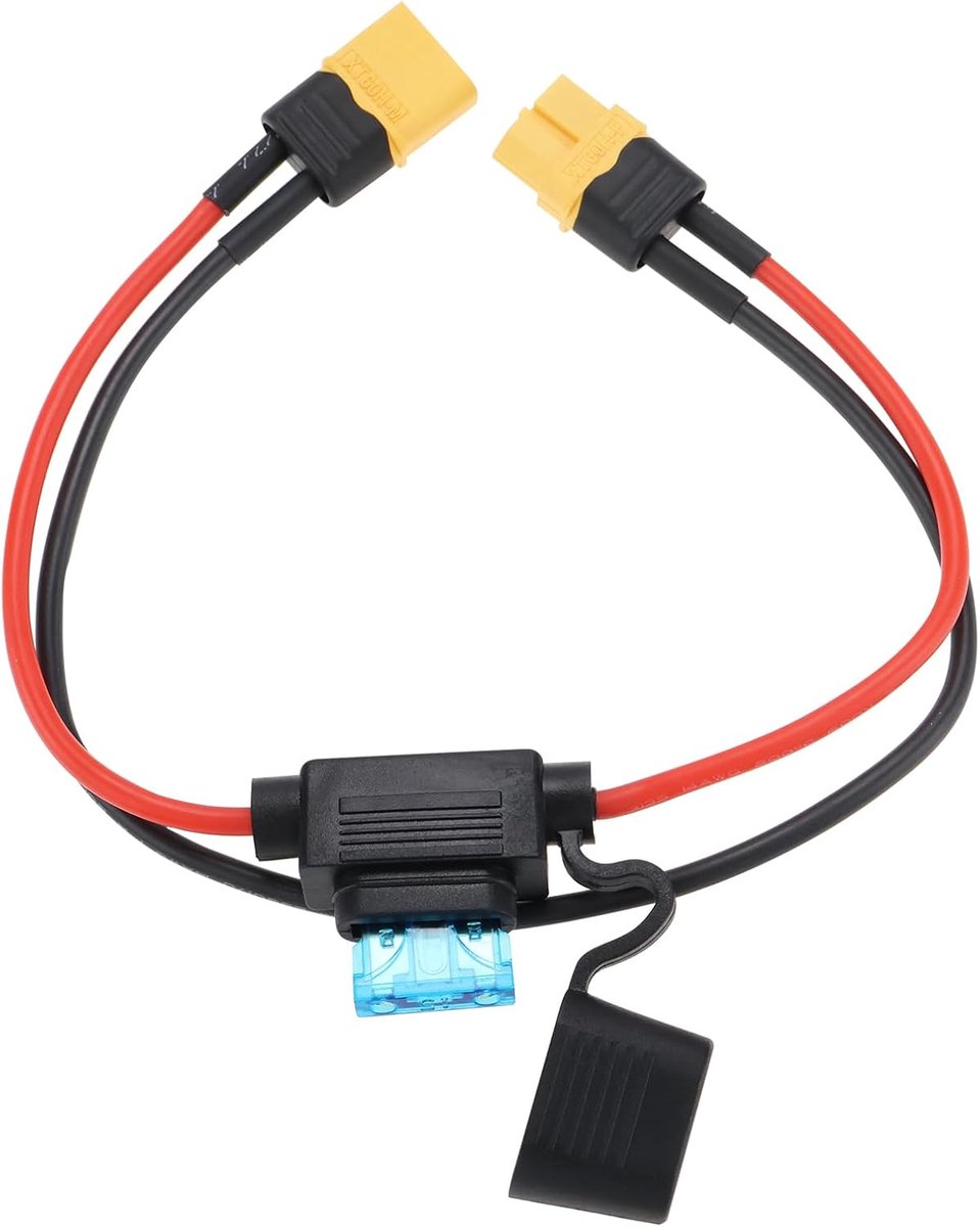 14AWG XT60 Verlengkabel XT60 Mannelijk naar Vrouwelijk Aansluitingskabel met 15A Zekering voor Elektrische Fietsen, Drone Modelvliegtuigen, Modelauto's, Lipo Acculader, 0,3M/1FT