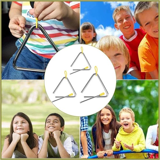 3 Stuks Driehoek Percussie Instrument Set, Triangel Instrumenten Voor Oude Muziekeducatie Initiatie, Triangle Musikinstrument — afbeelding 5