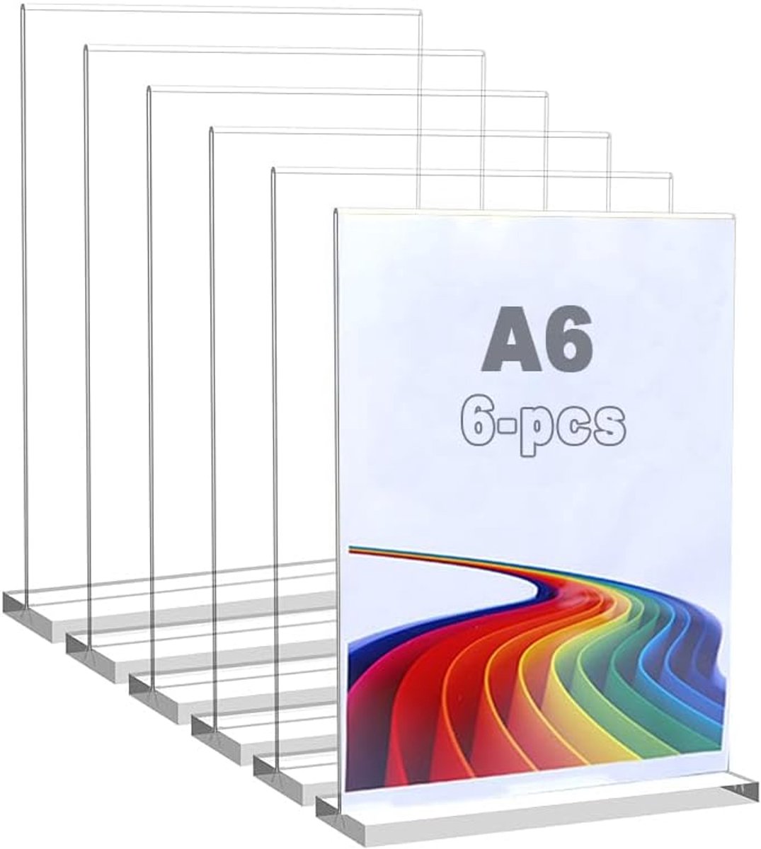 A6, 6 stuks, plexiglas, standaard, acryl display, standaard, reclamestandaard, prijskaarten, transparant, voor reclame, menukaart, brochures (15 x 10 cm)