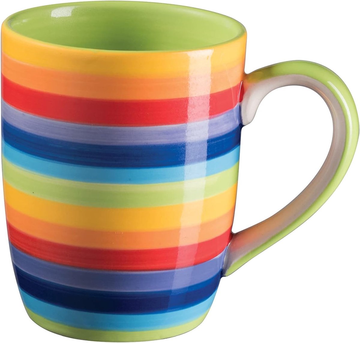 Met de hand beschilderde regenboog horizontale streep Mok