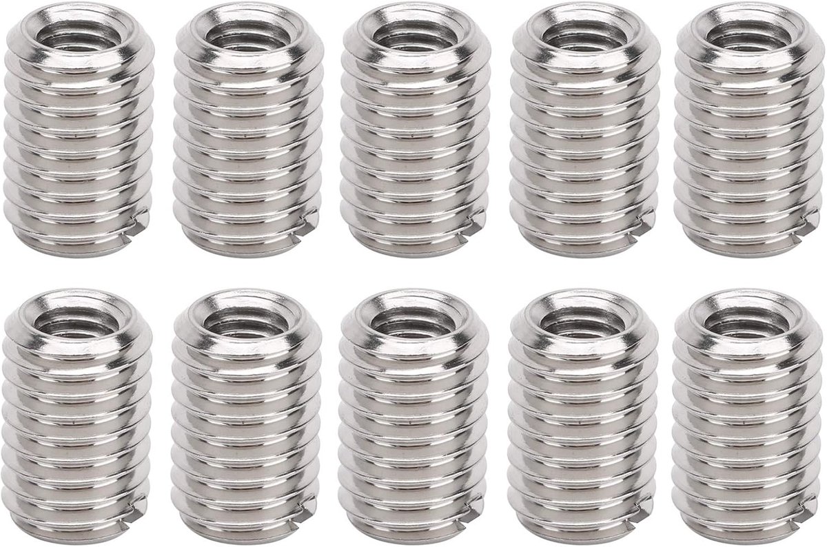 10st Schroefdraad Verlagingsmoer Reparatie Inzetstuk Kit Pijpfitting Verloopstuk Adapter Roestvrijstalen Bevestigingsaccessoire, Vrouwelijk M5 X 0,8 Mm, Mannelijk M8 X 1,25 Mm 12 Mm