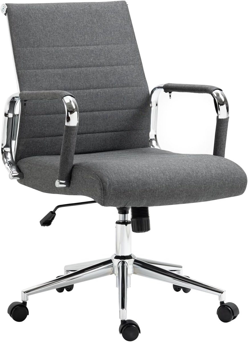 Elegance Comfort Bureaustoel, draaistoel, directiestoel, stoffen bekleding, donkergrijs