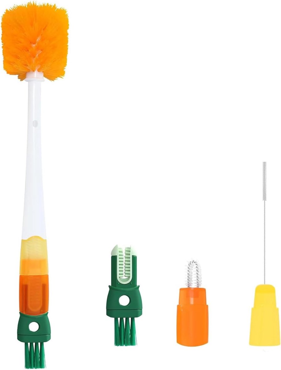 borstel, 5-in-1 reinigingsborstelset, afneembare bekerborstel, lange handgreep, met ophanggat, voor babyflessen, waterbekers, drankflessen