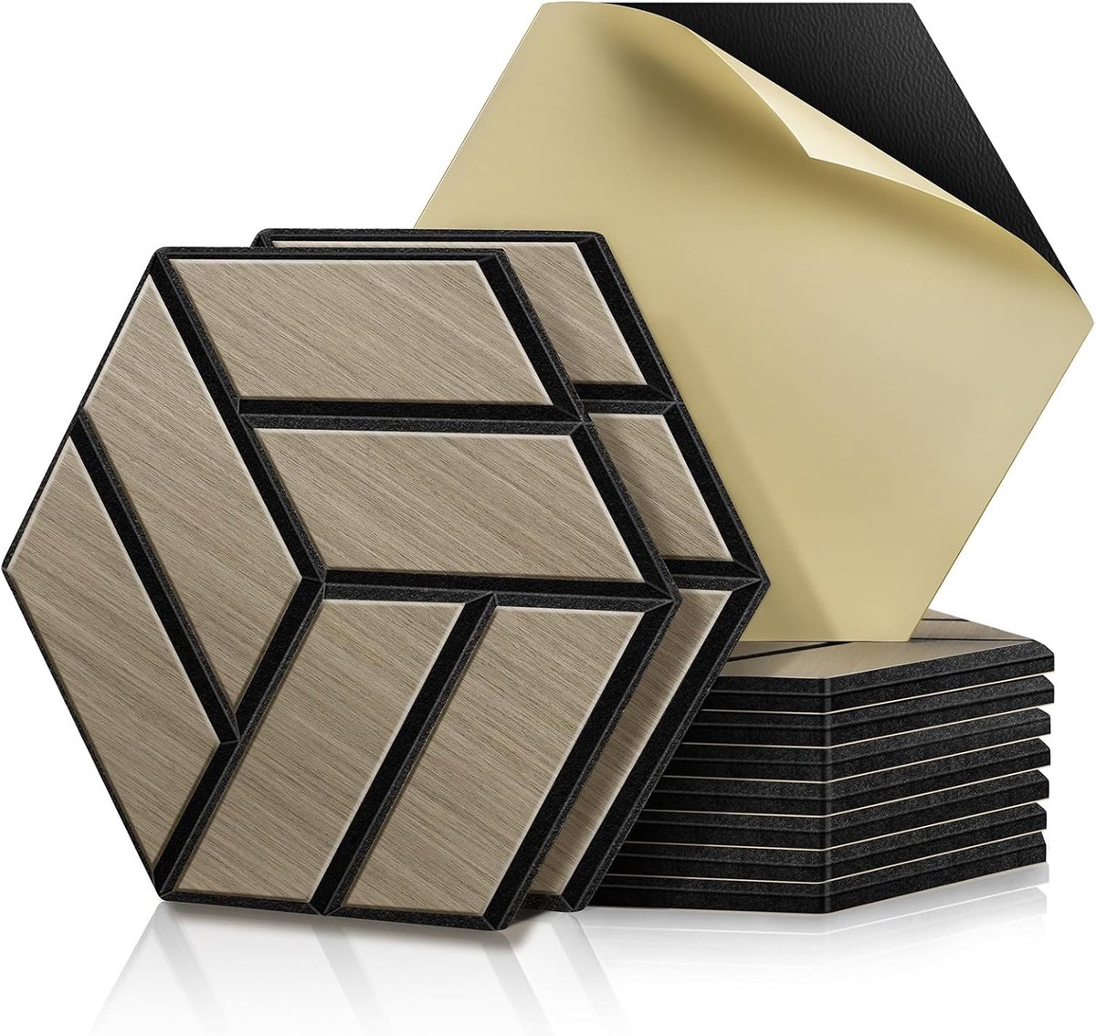 Geluidsisolerende panelen, houtfineer, 10 stuks, 30 x 15 x 1,2 cm