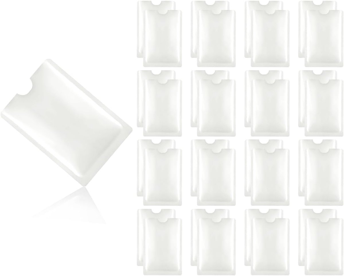 24 stuks RFID-beschermhoezen, blokkering, NFC-gegevensbescherming, afscherming, creditcardhoes tegen diefstal bescherming, TÜV-getest, bankpasjes, identiteitskaarten, wit, RFID-portemonnee
