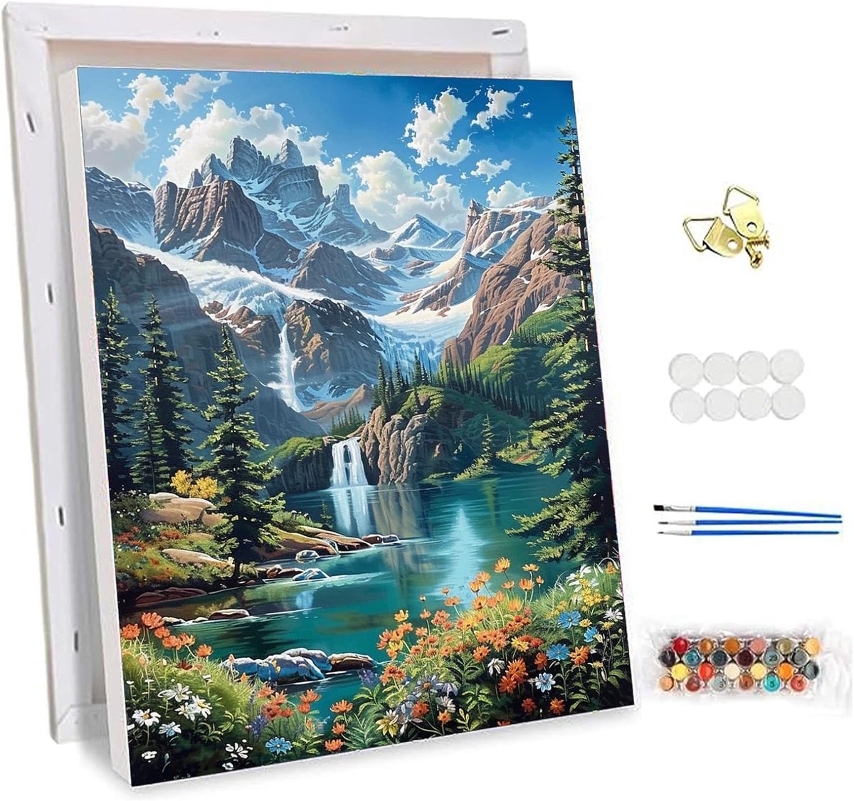 DIY Schilderen Op Nummer Met Lijst voor Volwassenen, Berglandschap Olieverf Set, Kunst Handwerk Acryl Verf Tekening voor Huisdecoratie 30x40cm
