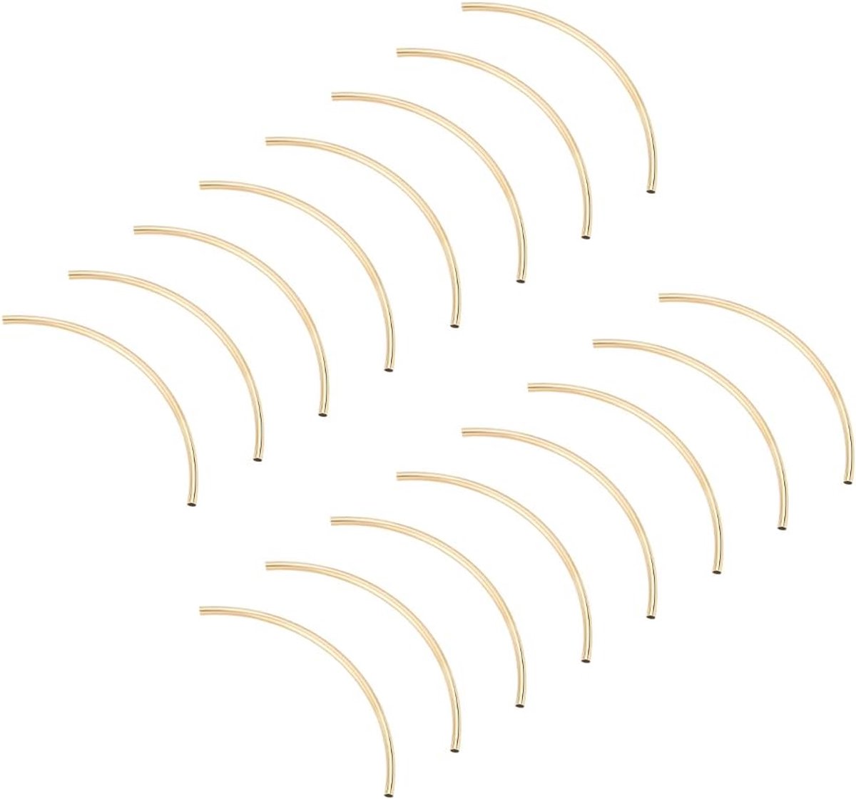 PandaHall 40 stuks 14K vergulde noedelbuiskralen, 61 mm lange gebogen buis noedels kraal messing spacer kralen voor doe-het-zelf zomer pols armband enkelbandje ketting oorbel sieraden maken