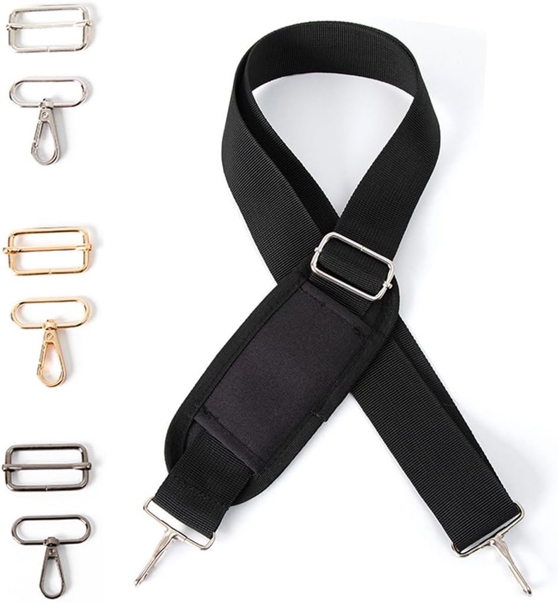 schouderriem met schouderkussen, antislip draagriem voor laptoptassen, aktetassen en schoudertassen, zwart