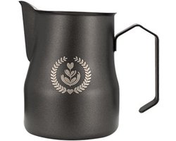 Koffie Melk Opschuimer - Opschuimkan Melk - Latte Art Creëren - Roestvrij Staal 304 - 450/350 ml - Zwart Zilver