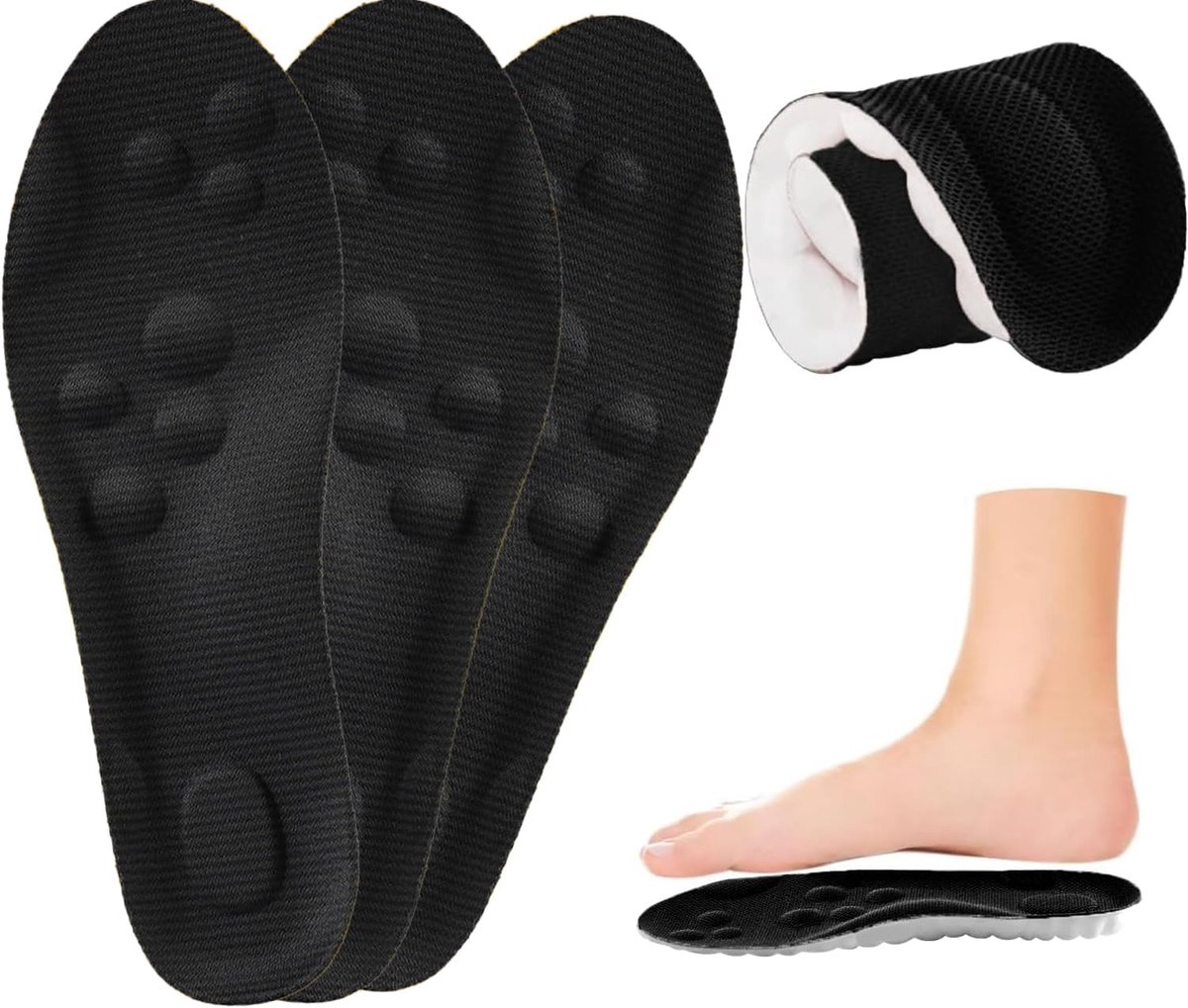 3 paar orthopedische inlegzolen voor heren en dames, inlegzolen hielspoor, comfort sport schoeninlegzolen, ademend en verlichten voetpijn, ideale binnenzool voor wandelen, hardlopen, maat 39-40