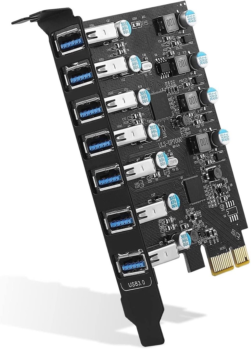 USB 3.0 7-poorten Expansiekaart - PCI Express USB Toevoeging 5 Gbps - Interne USB3 Hub Converter