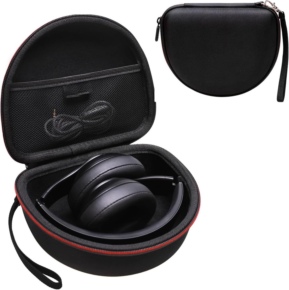 Eva hoofdtelefoon-beschermhoes voor Beats Headphones, 19,5 x 29 cm, zwart, met netvak en zachte pluche voering