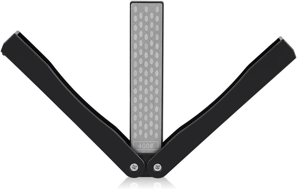 SnelShoppen - Vouwbare Slijpsteen voor Messen Grit 600/400 - Dubbelzijdige Slijpsteen voor Keuken- en Kampeermessen - Handzaam en Compact - Zwart