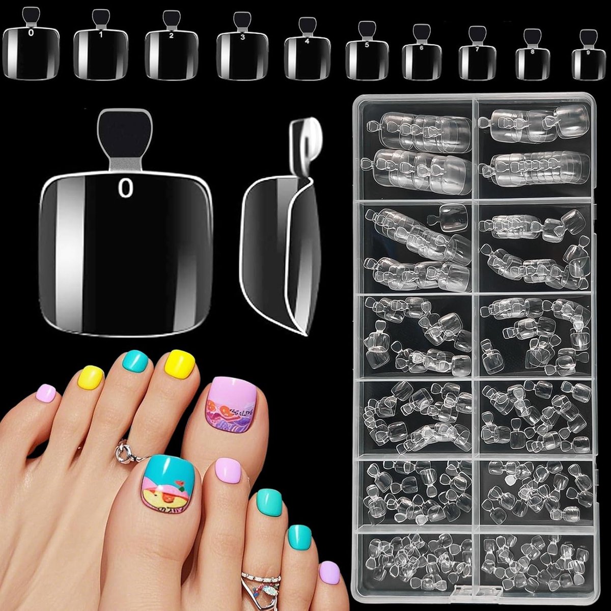 240 Stuks Nep Teennagels, 12 Maten Teennagel Tips, Acryl Nail Tips, Duidelijke Zachte Gel Tips, Volledige Dekking Teennagel Tips Voor Manicure En Nail Art Diy