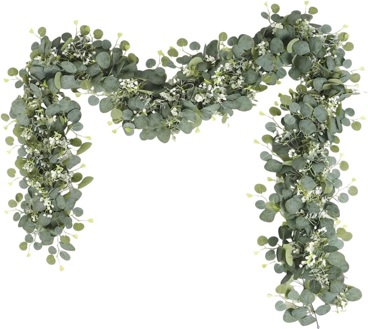 Kunstklimopslinger 1,8 m - groene slinger met witte bladeren - realistisch - decoratie voor buiten en binnen - ShopVlot