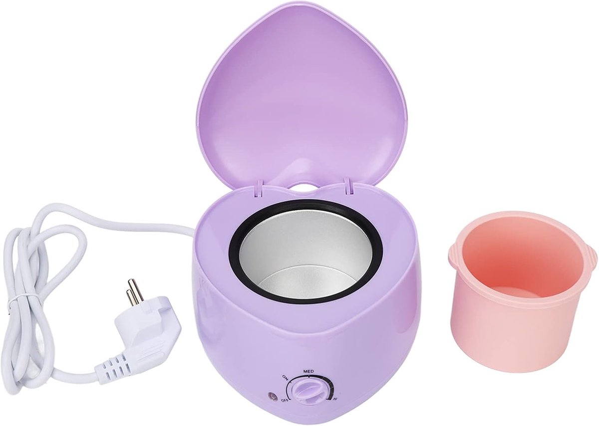 SnelShoppen - Mini Wax Warmer, Professionele Elektrische Wax Heater, Haarverwijdering Warmers met Afneembare Siliconen Binnenpot, Paars (EU Plug 220V)