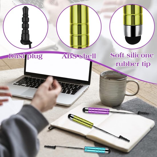Styluspennen voor aanraakschermen, 10 stuks korte styluspen-sets, mini stylus touchpen voor tablets, smartphones, mobiele telefoons, alle universele touchscreen-apparaten — afbeelding 2