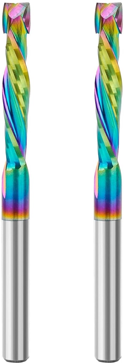 2 spiraalgroeffrees 4 mm snijdiameter 22 mm snijlengte spiraalfrees groeffrees CNC frees VHM schachtfrees DLC coating frees voor bovenfrees houtfrees router bit langgatfrees hout