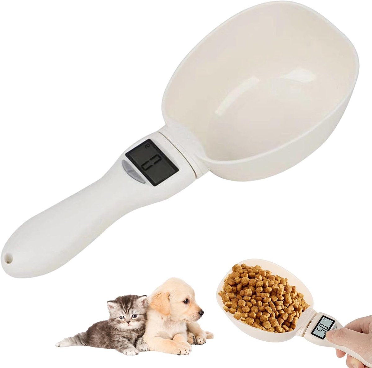Digitale lepelweegschaal, nauwkeurig op 1 g, digitale keukenweegschaal 800 g met lcd-display, maatlepel, afneembare weeglepel voor specerijen, meel, vloeistof, hondenvoer, levensmidden,