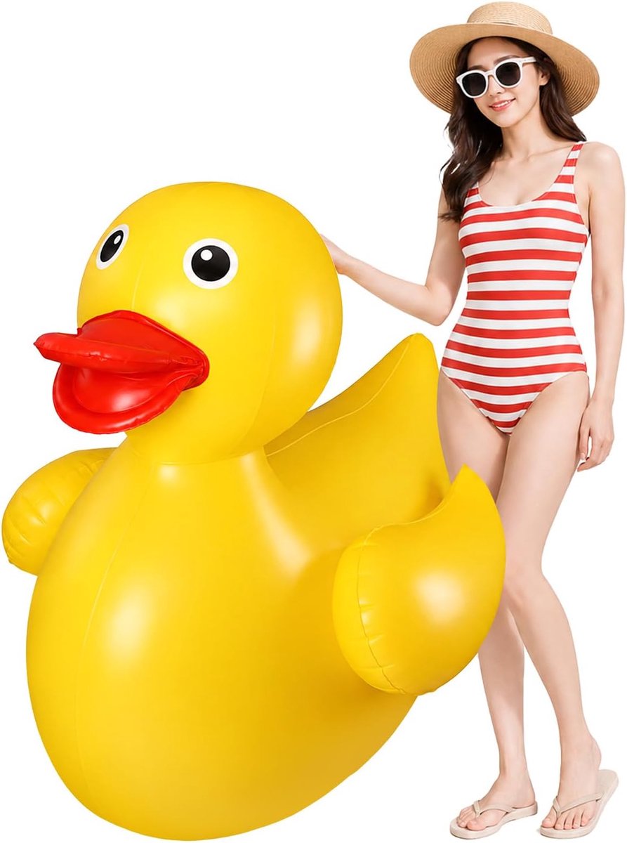 SnelShoppen - Gigantische Opblaasbare Eend 120x120x83cm voor Afstudeerfeest, Zomer Strand, Zwembad Decoratie, Carnavalsfeest, Waterplezier, Geel