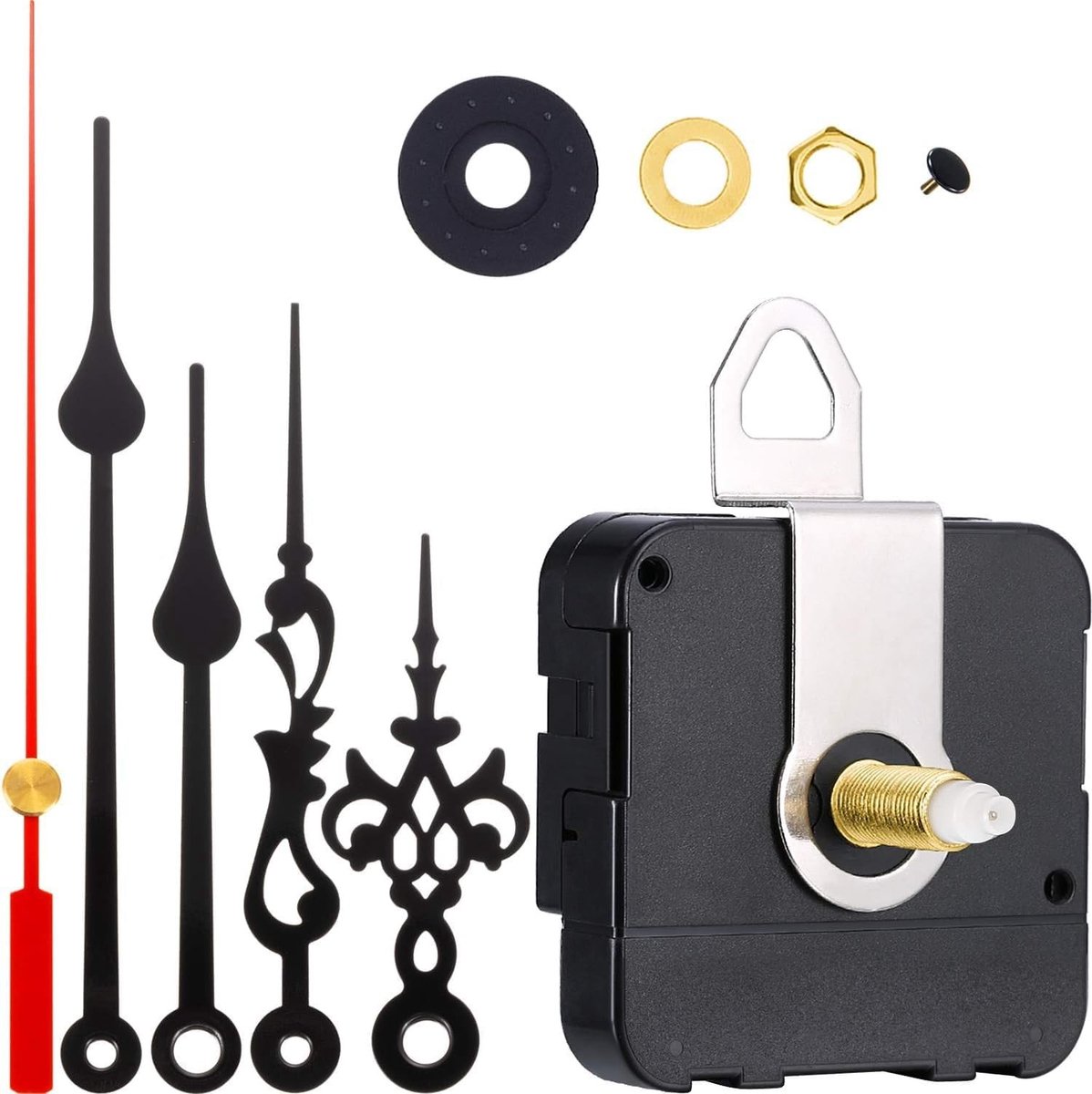 2 Paar Quartz Beweging Klok Mechanisme voor Muurklokken - DIY Reserveonderdelen en Reparatie (Kleurset 1, Stanglengte 4/5"/20mm)