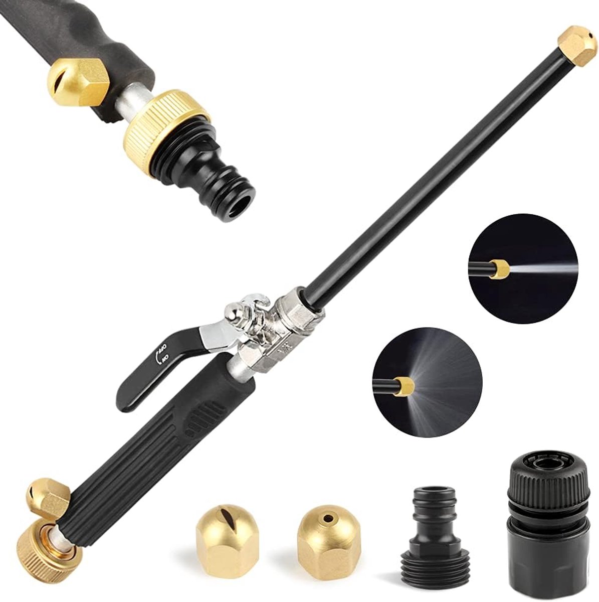 SnelShoppen - Draagbare Hydro Jet Hogedrukspuit Met 2 Nozzles - Hogedrukspuitpistool Voor Tuin, Camping, Auto - Sterke Aluminium Legering Met Comforta