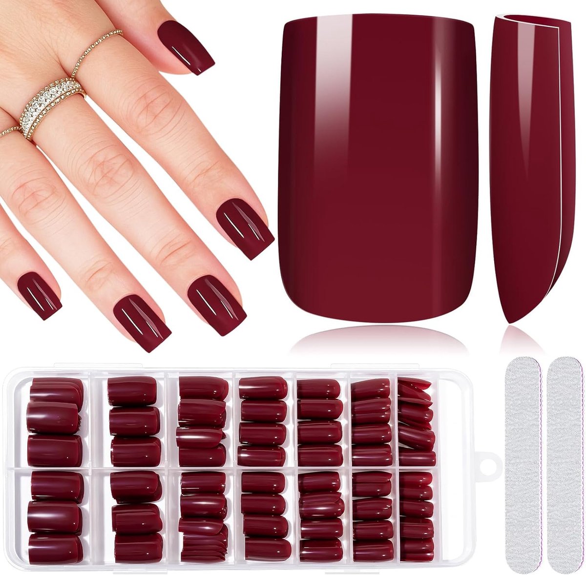 280 stuks Press On Nails korte kunstmatige nagels te plakken op volledige dekking nagels te plakken op, rood