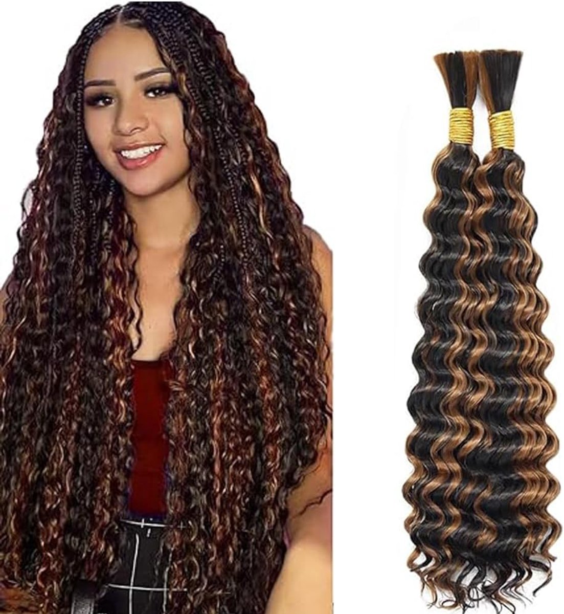 Wave Bulk Human Braiding Hair Boho Braids Knotless Braids Total 100g