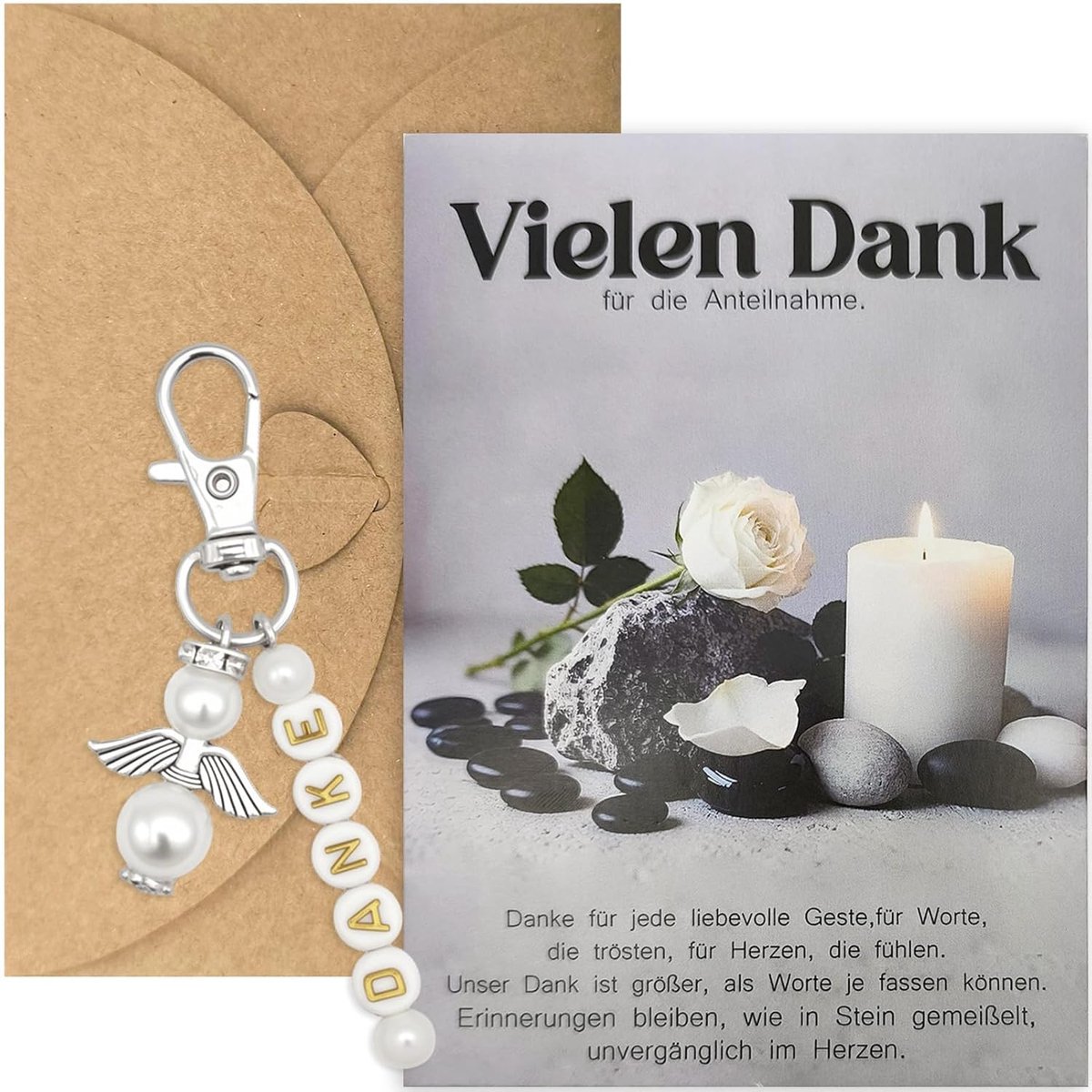 Hanger met beschermengel, bedankkaartje en envelop
