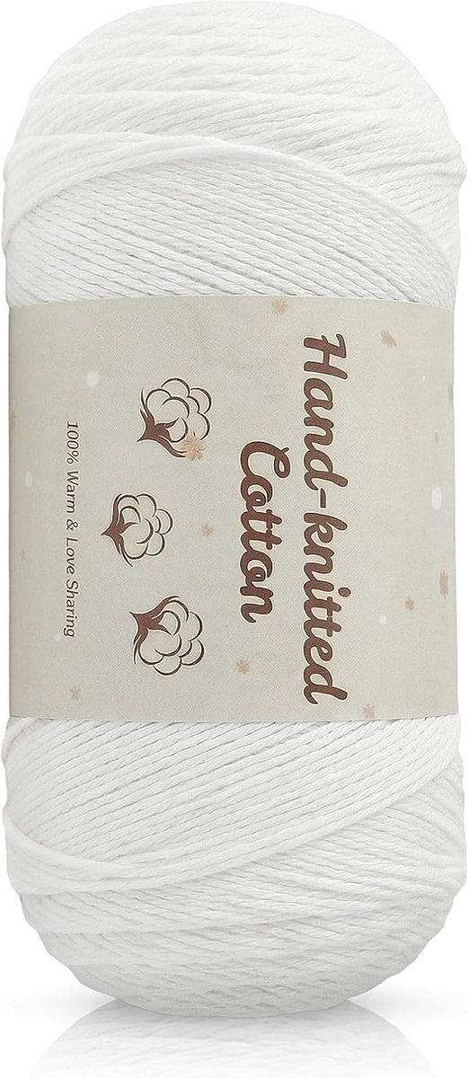 275 g haakgaren, katoen, wit (900 m), zachte babywol om te breien en te haken, perfect voor tafelkleden, babydeken, gordijnen