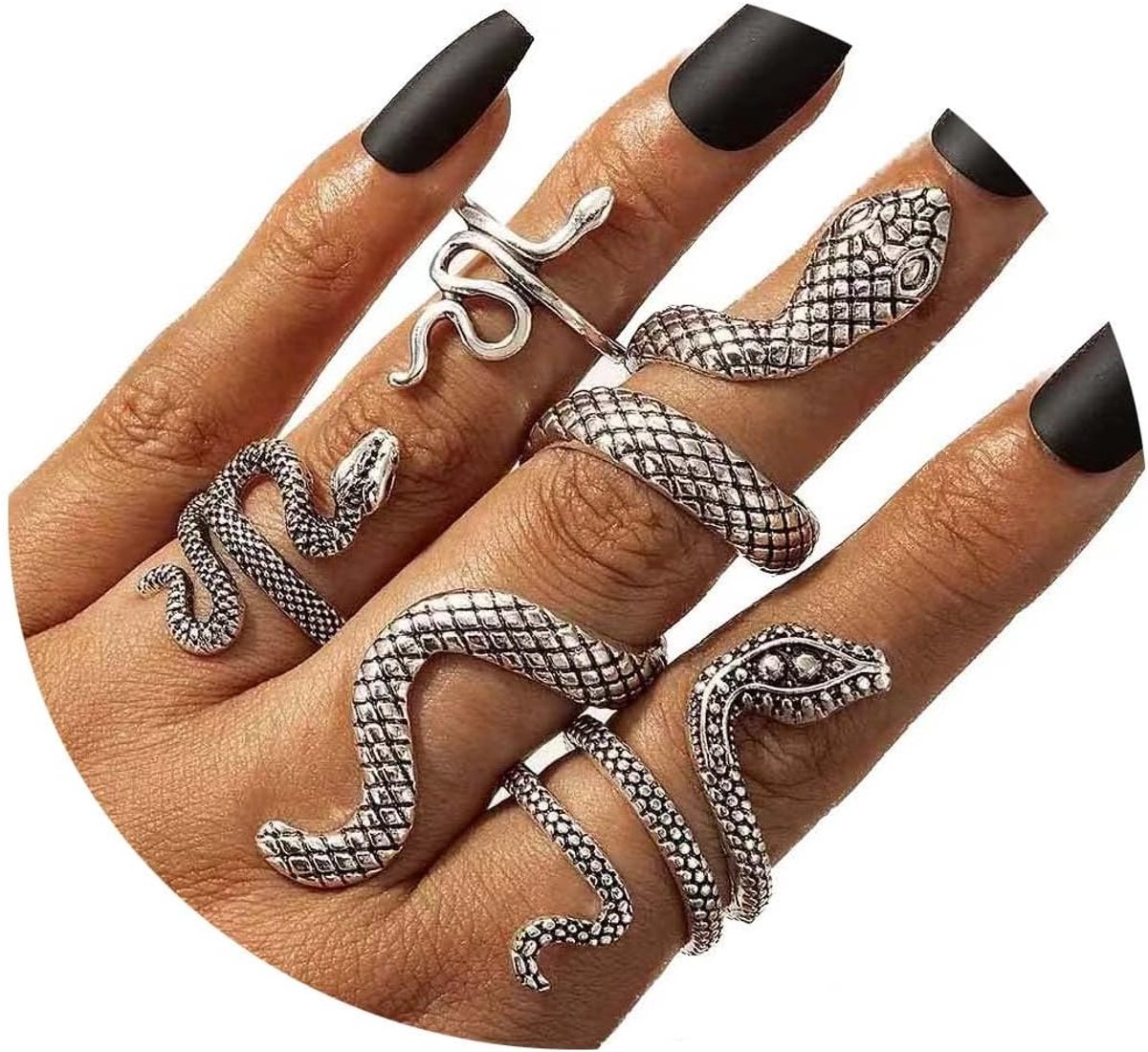Snake Ring Set Stapelbare Knuckle Statement Ringen Reptile Serpent Band Ring Sieraden voor Vrouwen en Meisjes
