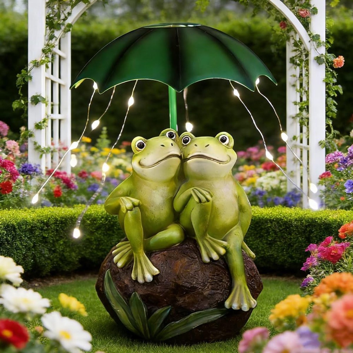 Kikkerstandbeeld op zonne-energie, kikkerfiguur, tuinbeeld, decoratieve tuinfiguren van hars, tuindecoratie, voor buiten, balkon, woonkamer, kantoor