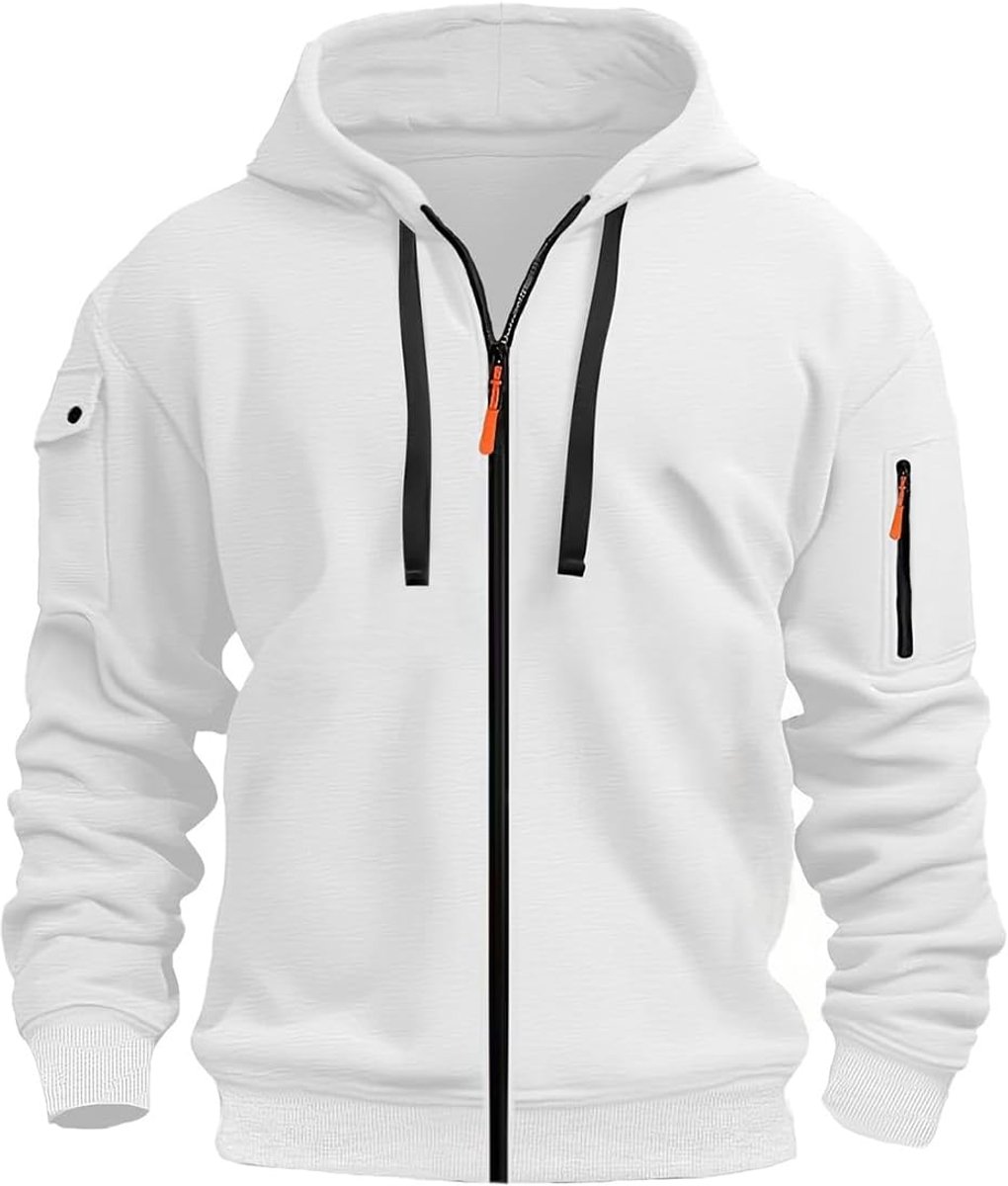 Heren met capuchon Zip Cardigan sportjack jogging hoodie jongens en mannen sweatshirt met ritssluiting zak multifunctioneel gebreid vest met capuchon
