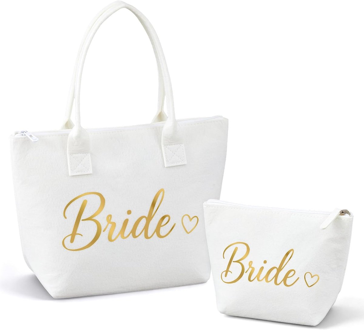 2 Stuks Bruidsgeschenken Bruidstas Van Vilt Cosmetische Tas Voor de Aanstaande Bruid Accessoires Voor Een Vrijgezellenfeest Een Bruiloft Vrijgezellenfeest Bruidsdouche