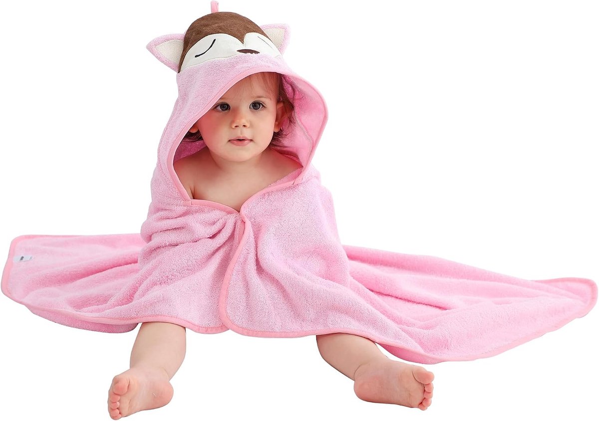 Badhanddoek voor kinderen 75 x 100 cm - schattige dierenprint - bamboe materiaal - superabsorberend en zacht - ShopVlot