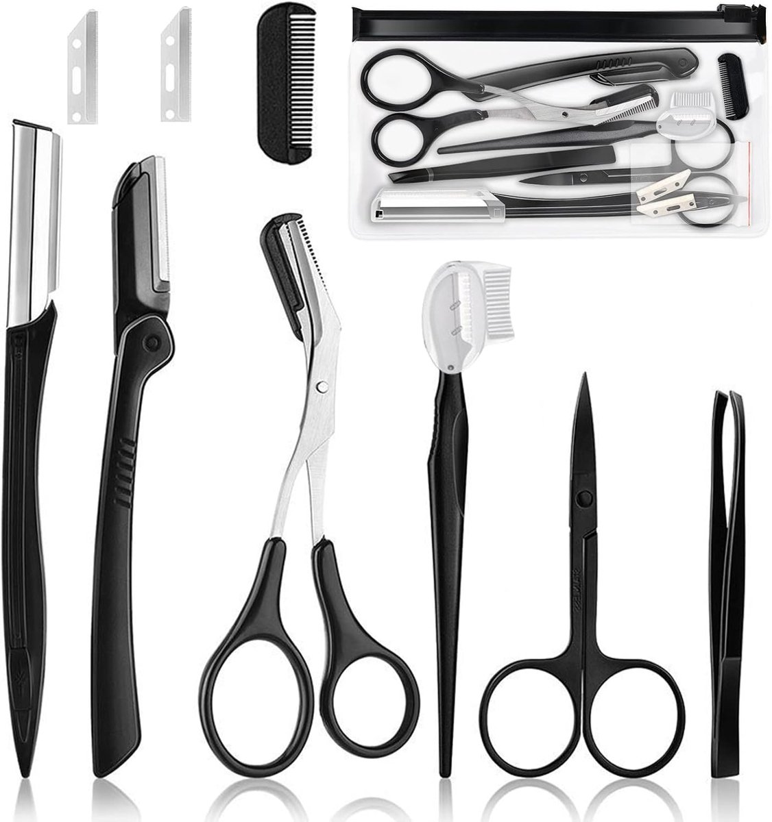 9 delige Professionele Roestvrijstalen Wenkbrauwset Grooming