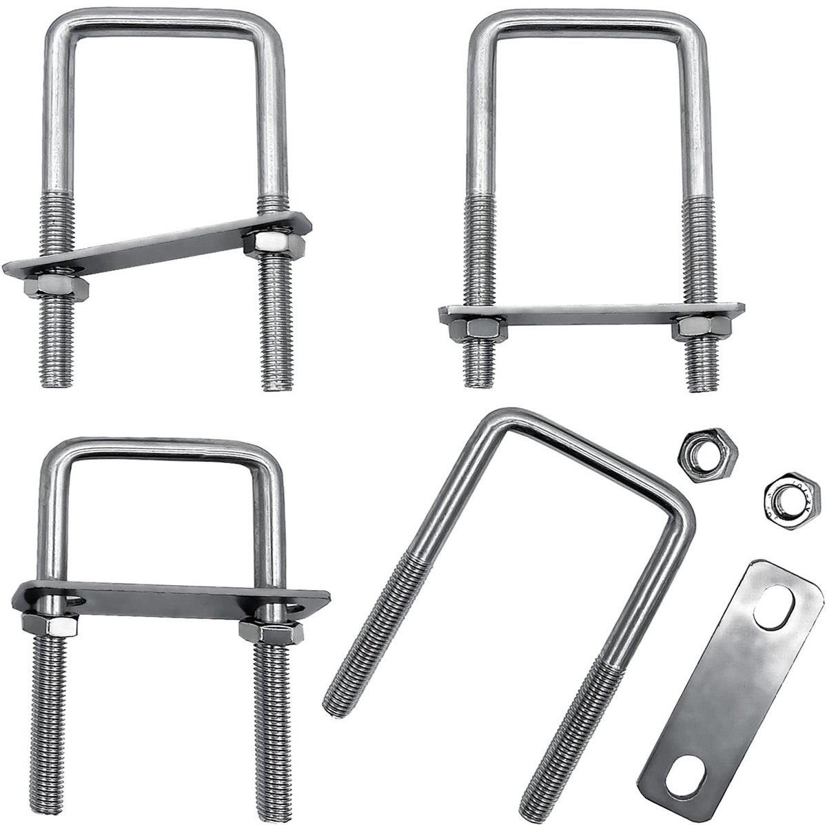 U-Bouten M8 x 100 x 52 mm Vierkante U-Bolts | beugelschroef U Bout met Moeren en Frameplaat U-bouten voor Marine Hardware Automobiles Sanitair Industrieel