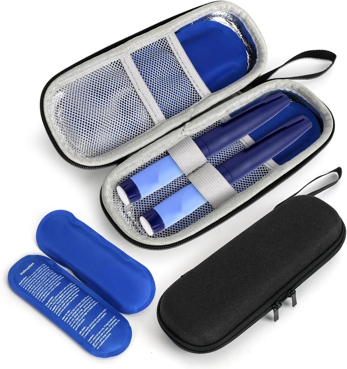 Isothermische Insuline Tas 20 x 7 x 2 cm - Zwart - 2 Gel Compartimenten - Ideaal voor Diabetici - ShopVlot