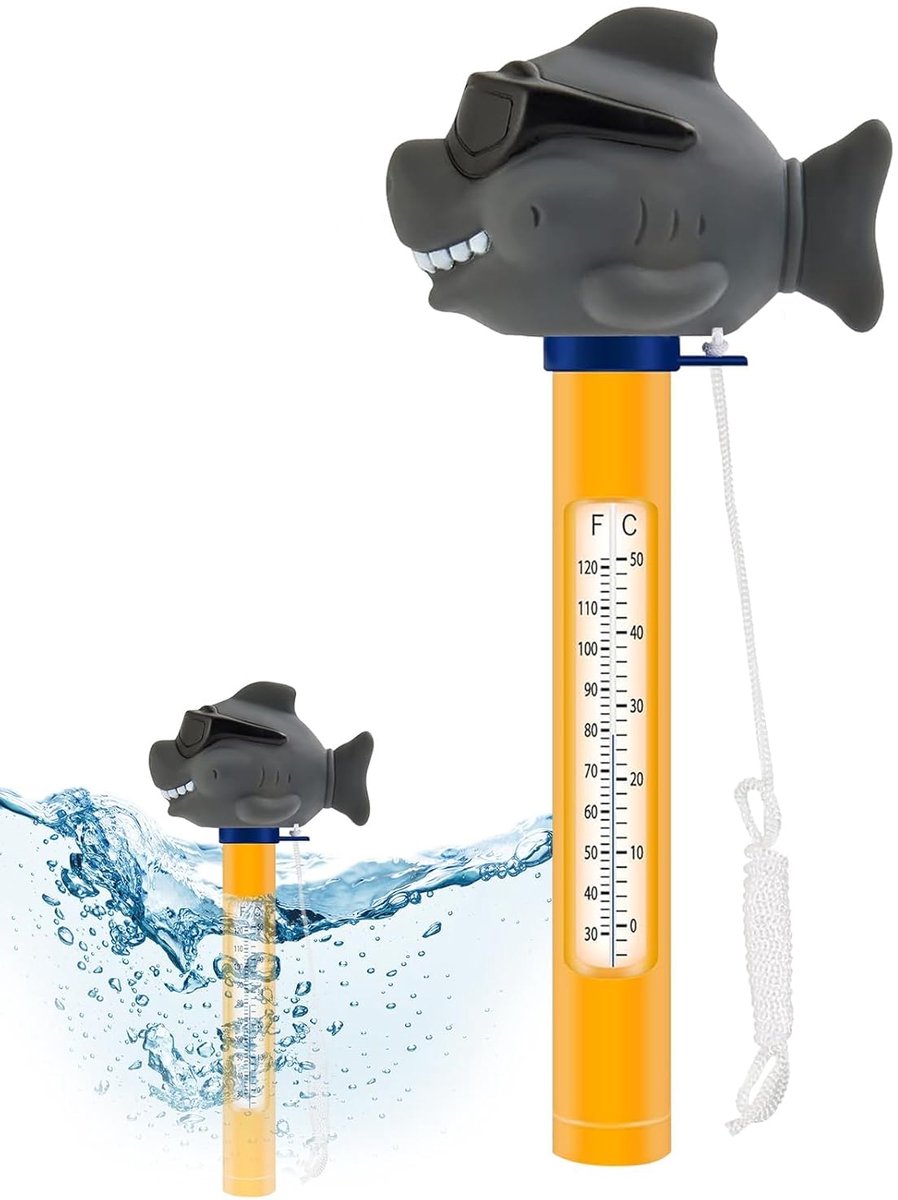 Drijvende thermometer voor zwembad, zwembadthermometer, waterthermometer in cartoonvorm, drijvende thermometer met - ShopVlot